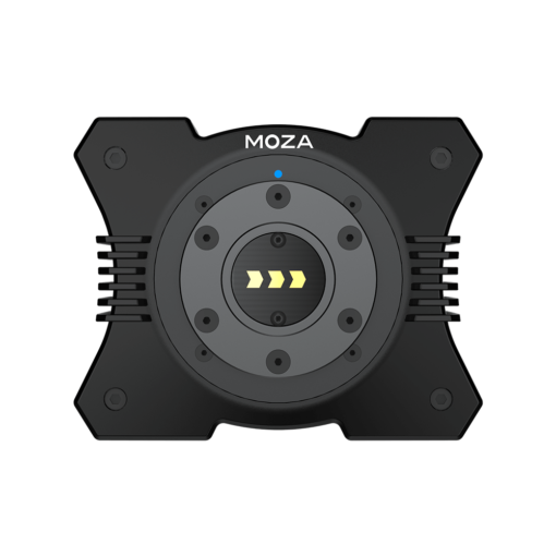 Moza R9 Direct Drive spēļu stūres bāze – skats no priekšpuses<br> <br> <br>