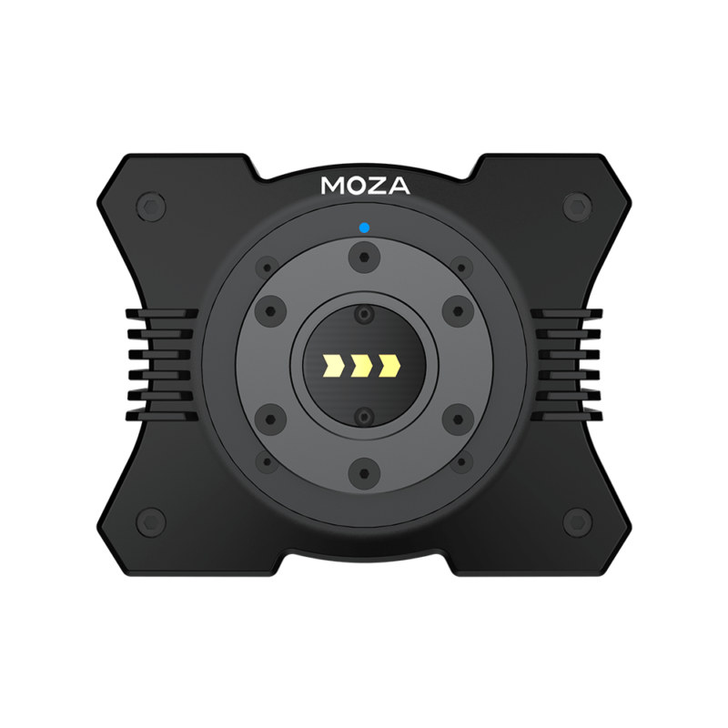 Moza R9 Direct Drive spēļu stūres bāze – skats no priekšpuses