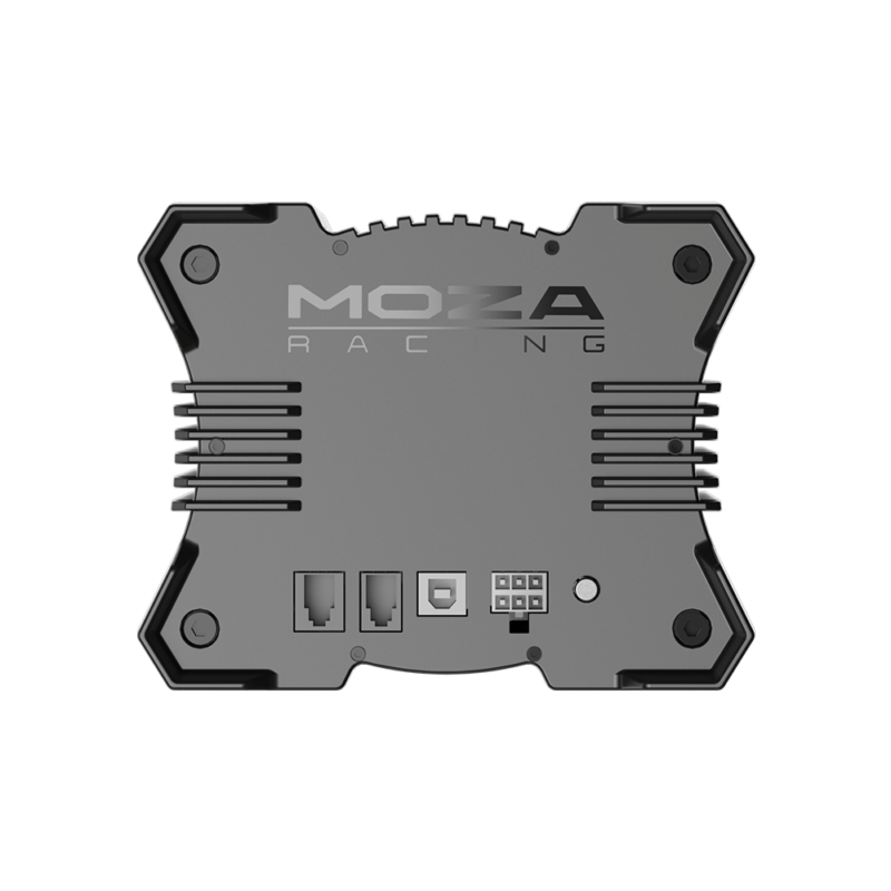 Moza R9 Direct Drive spēļu stūres bāze – skats no aizmugures